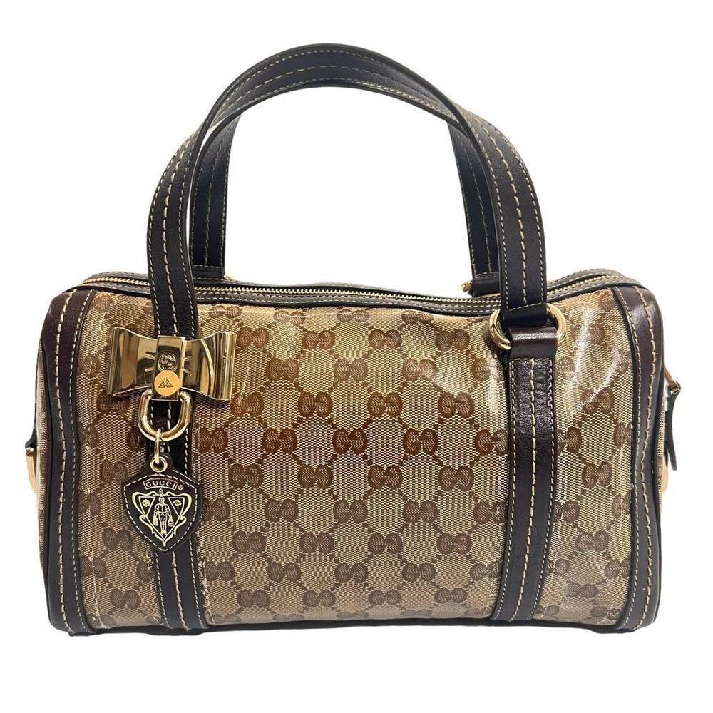Gucci Brown monogram Crystal Duchessa Boston Bag sr#181487-new photos